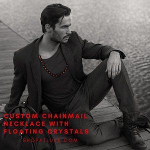 Custom Crafted Black Chainmail Necklace With Floating Crystals